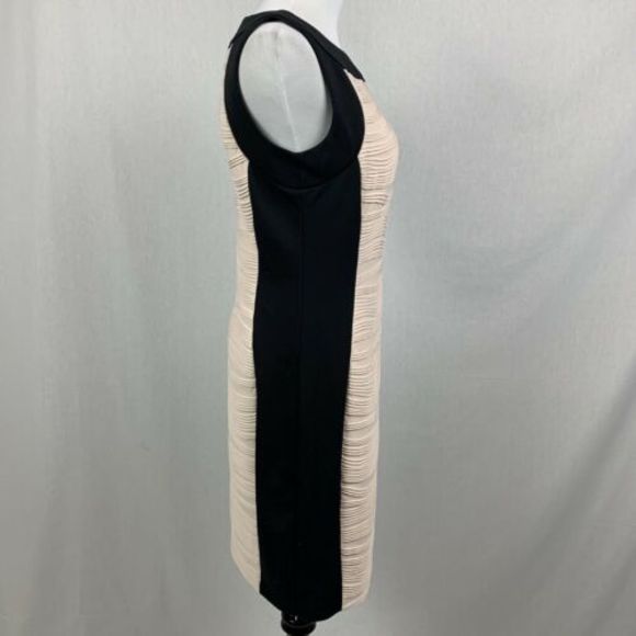 Calvin Klein black cream sheath dress textured wedding guest stretch siz… - Picture 2 of 6